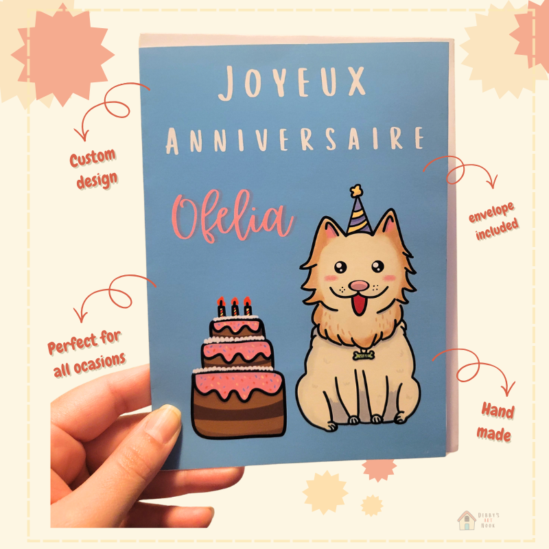 Custom Greeting Card with Envelope | Personalized Handmade Card | Kawaii Art Card