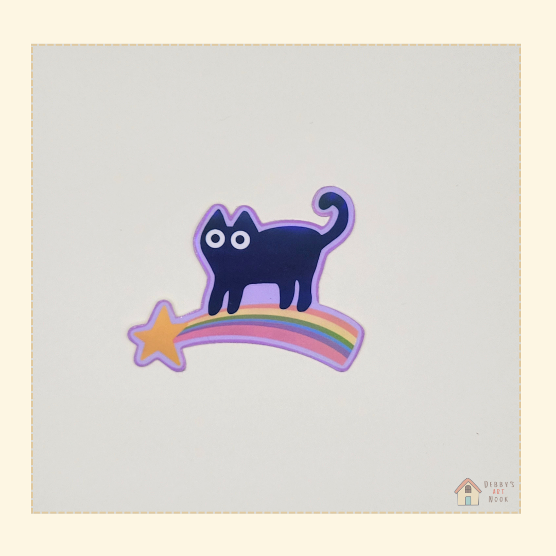 Rainbow Cat Holographic Vinyl Sticker 