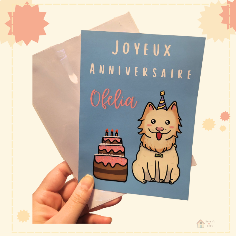 Custom Greeting Card with Envelope | Personalized Handmade Card | Kawaii Art Card