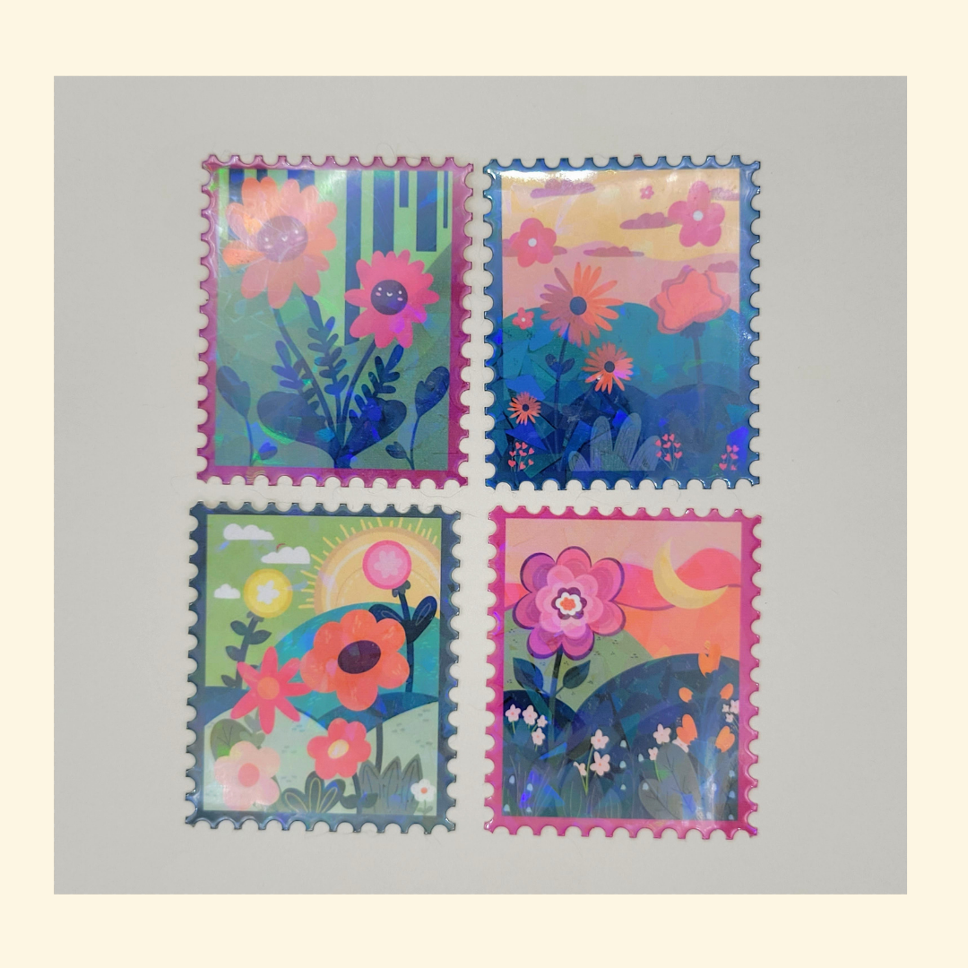  Flower Stamp Vinyl Sticker 