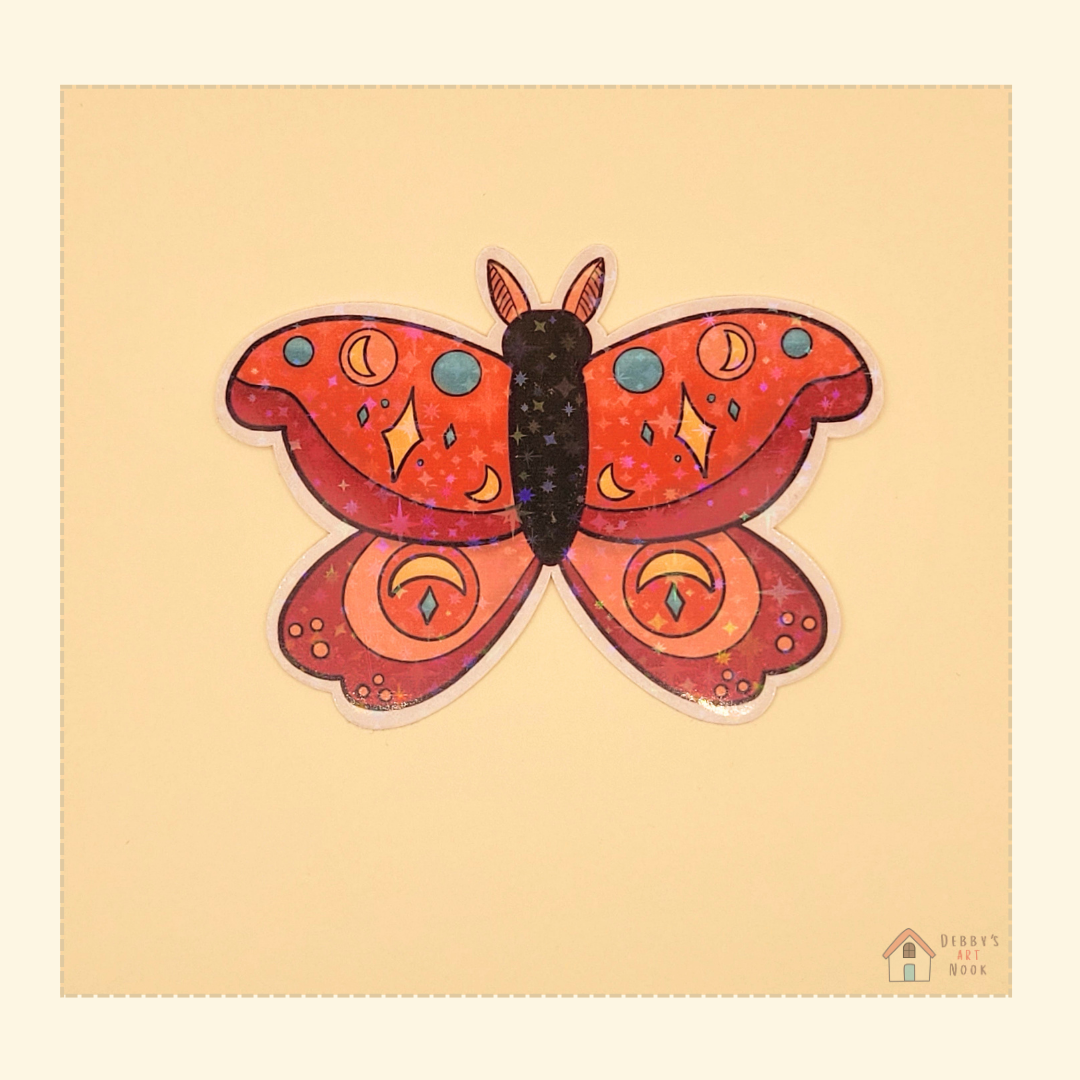 Pink Moth Holographic Vinyl Sticker 