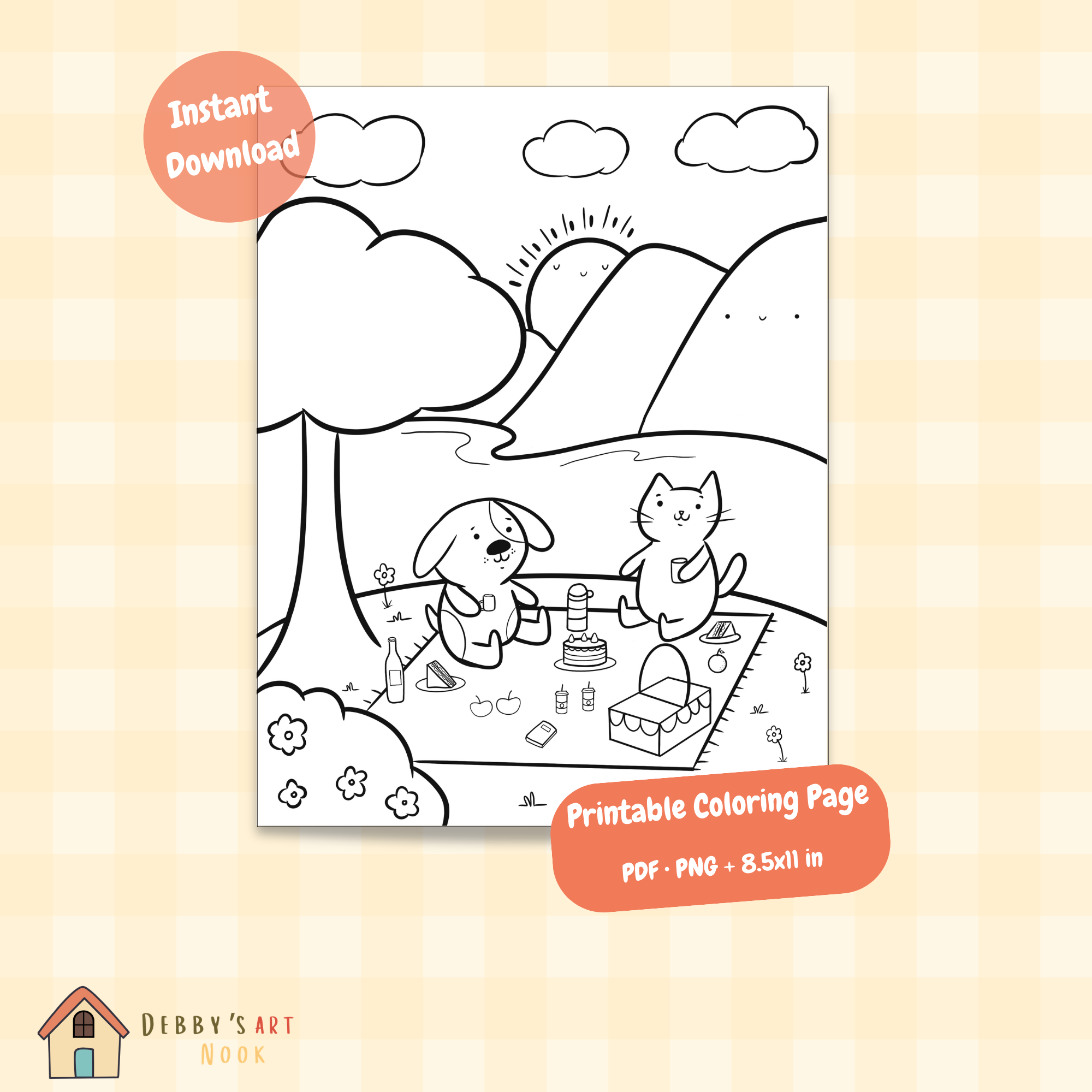 Printable Coloring Page Picnic Buddies