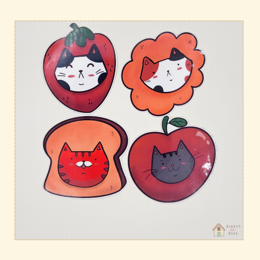 Cats and Food Vinyl Sticker
