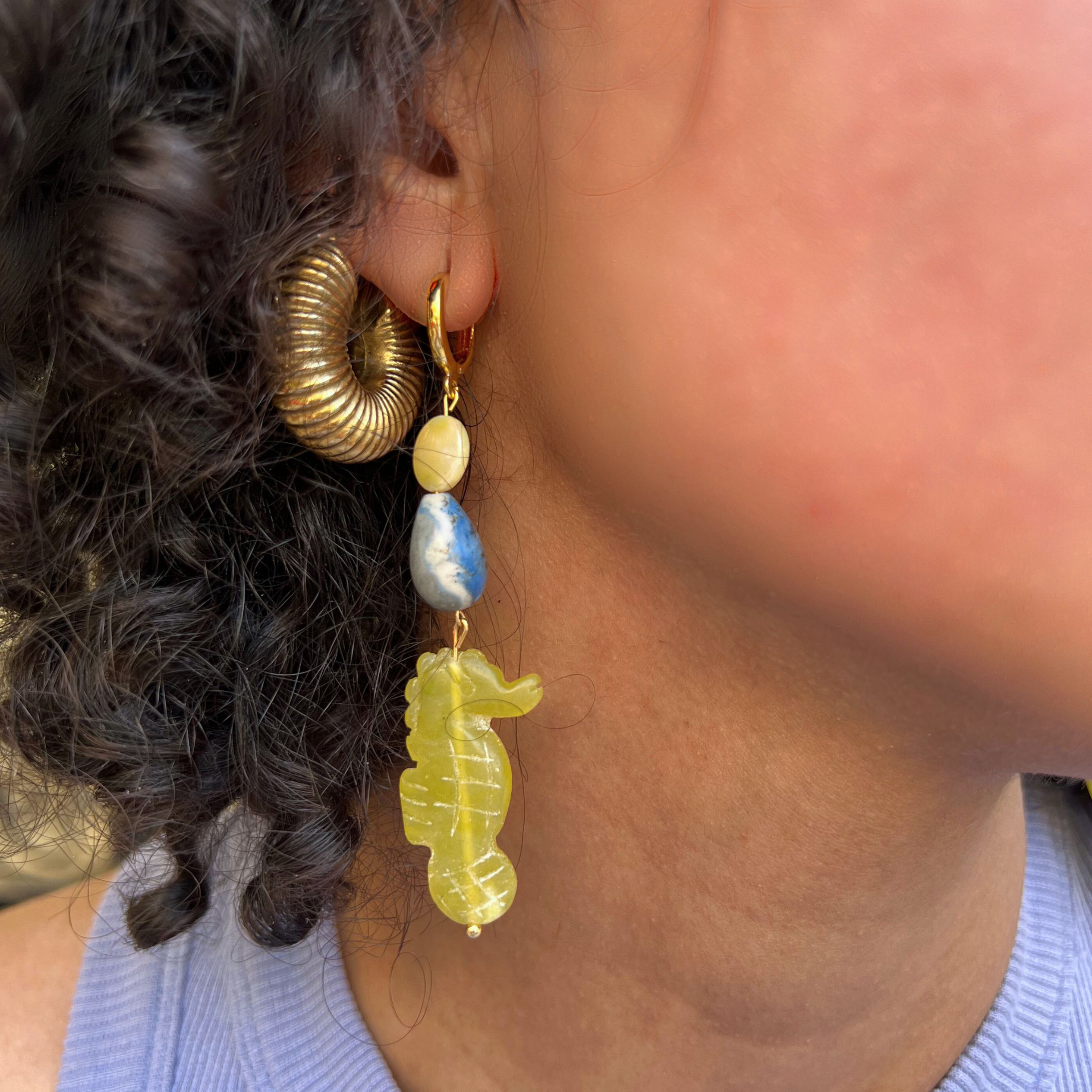 Lemon Seahorse Earrings 