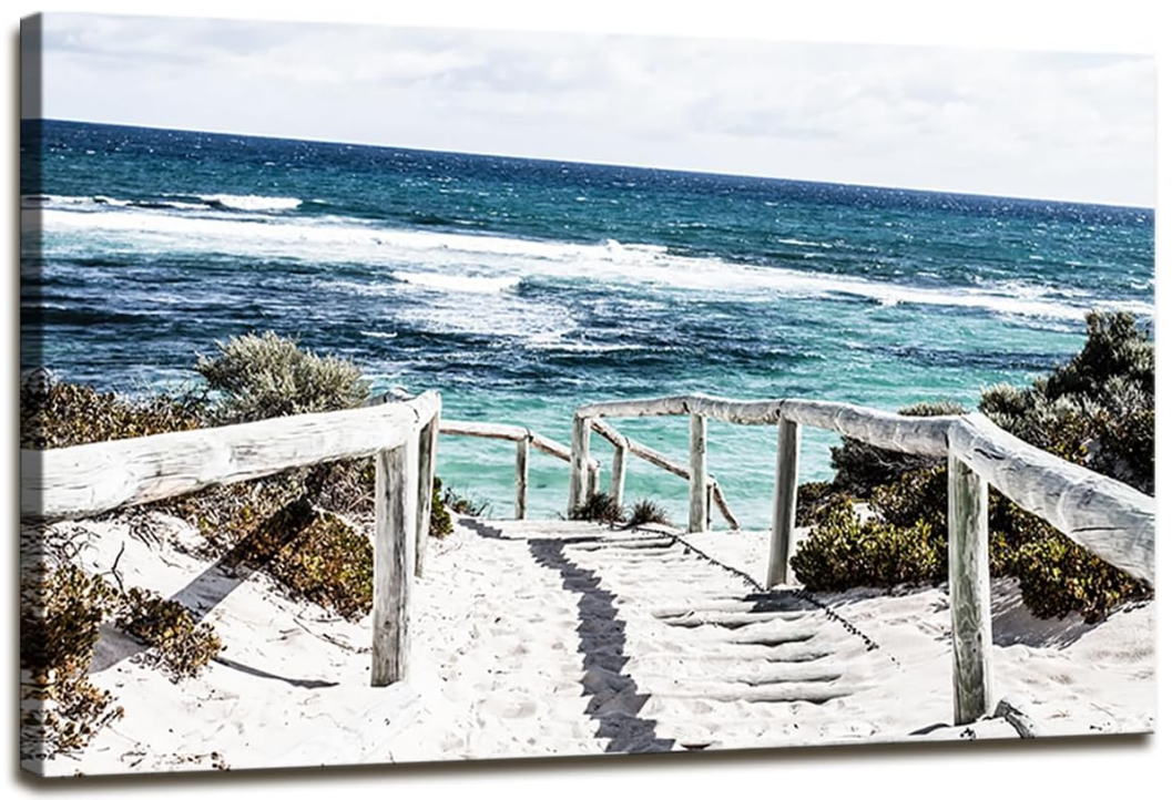 Rottnest Island Beach Seascape Painting Sea Nature Pictures Wall Art Canvas Prints Painting Ready to Hang for Living Room Bedroom Decor Office Wall Decor Home Decoration