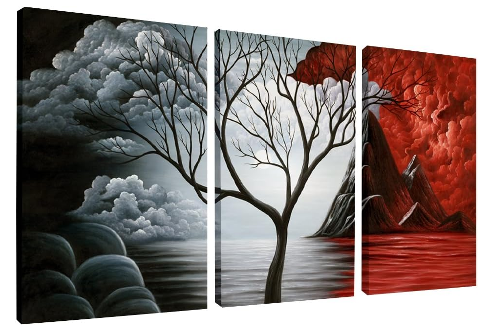 Art The Cloud Tree 3 Panels Modern Canvas Wall Art Prints Artwork Abstract Seascape Paintings Reproduction Sea Beach Pictures on Canvas for Home Decorations Wall Decor