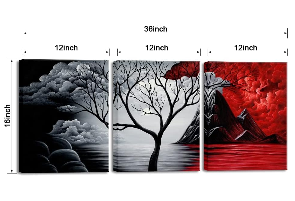 Art The Cloud Tree 3 Panels Modern Canvas Wall Art Prints Artwork Abstract Seascape Paintings Reproduction Sea Beach Pictures on Canvas for Home Decorations Wall Decor