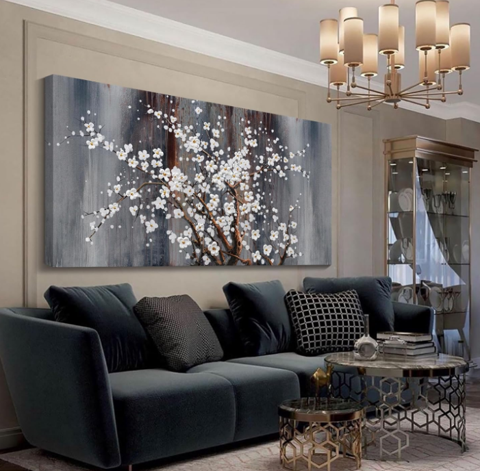 Canvas Wall Art Plum Blossom Wall Art Brown Wall Decor Living Room Bedroom Pictures for Wall Over Bed Framed Artwork for Wall Modern Canvas Paintings for Wall Decorations Office Decor 30×60