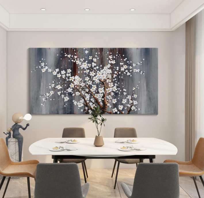 Canvas Wall Art Plum Blossom Wall Art Brown Wall Decor Living Room Bedroom Pictures for Wall Over Bed Framed Artwork for Wall Modern Canvas Paintings for Wall Decorations Office Decor 30×60