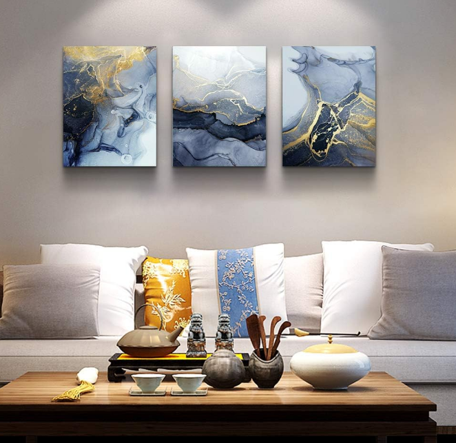 Abstract Wall Decor for Living Room Bedroom Wall Art Abstract Ink Wall Painting Wall Artworks Hang Pictures for Office Decoration 3 Panels Bathroom Home Decor Posters 12x16 inch 3 Piece