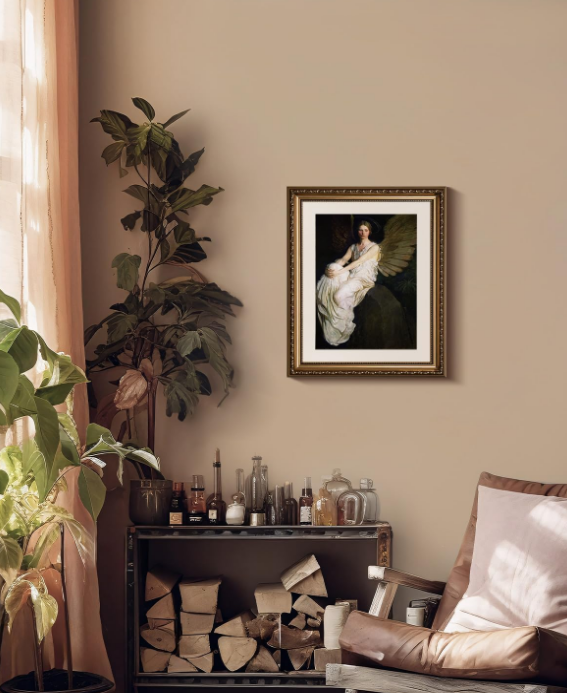 Gold Framed Wall Art Canvas Print Home Decor Stevenson Angel Wall Prints Vintage America Country Memorial Classical Oil Painting Decorative for Living Room Bedroom Office Wall Decor 13x16in