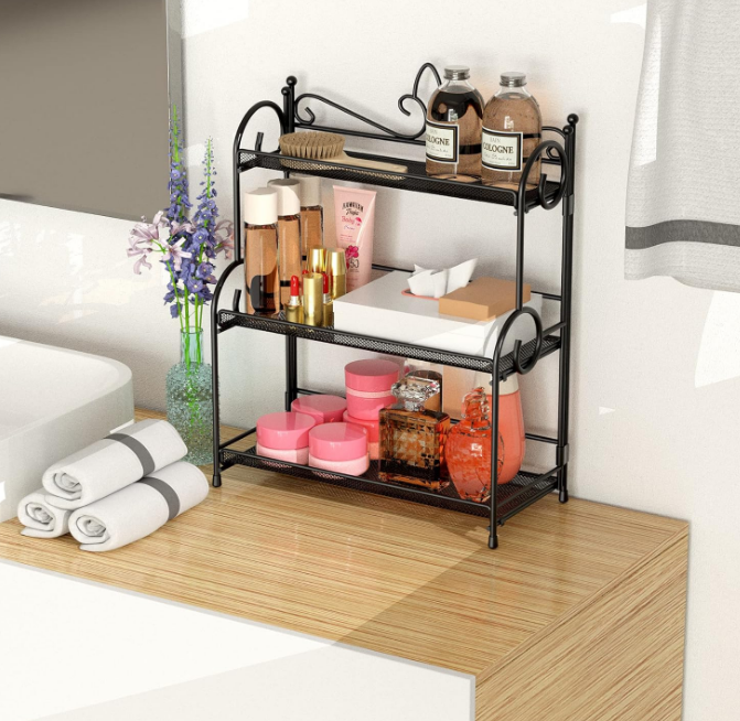 Bathroom Organizer Countertop - 3 Tier Spice Rack Organizer, Counter Organization and Storage for Bathroom, Kitchen, Bedroom, Offices, Foldable