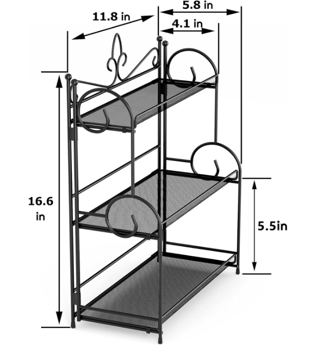 Bathroom Organizer Countertop - 3 Tier Spice Rack Organizer, Counter Organization and Storage for Bathroom, Kitchen, Bedroom, Offices, Foldable