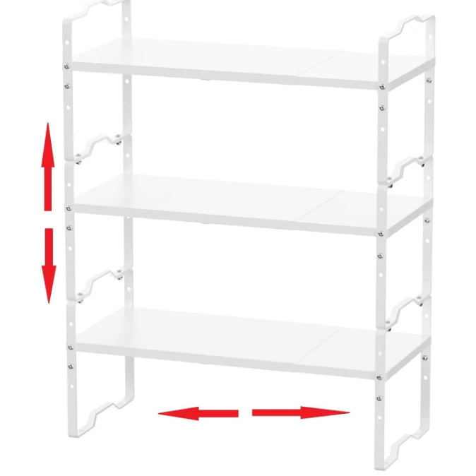 Shelf for Cabinet Organizer Adjustable Stackable Spice Rack at Kitchen and Bathroom More, Counter Countertop Cupboard Organization Pantry Storage(MEDIUM/3PACKS/WHITE)