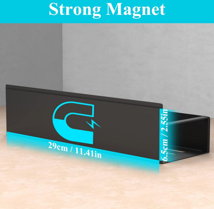 4 Pack Magnetic Spice Storage Rack Organizer for Refrigerator and Oven, Black Fridge Organizers and Storage