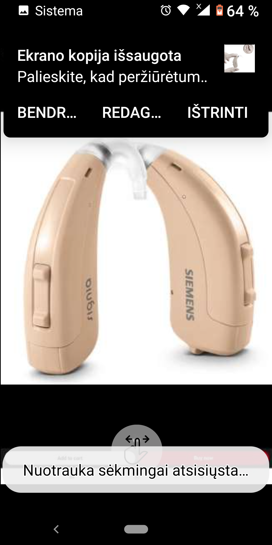 Naujoviškų klausos aparatų pora "Siemens"