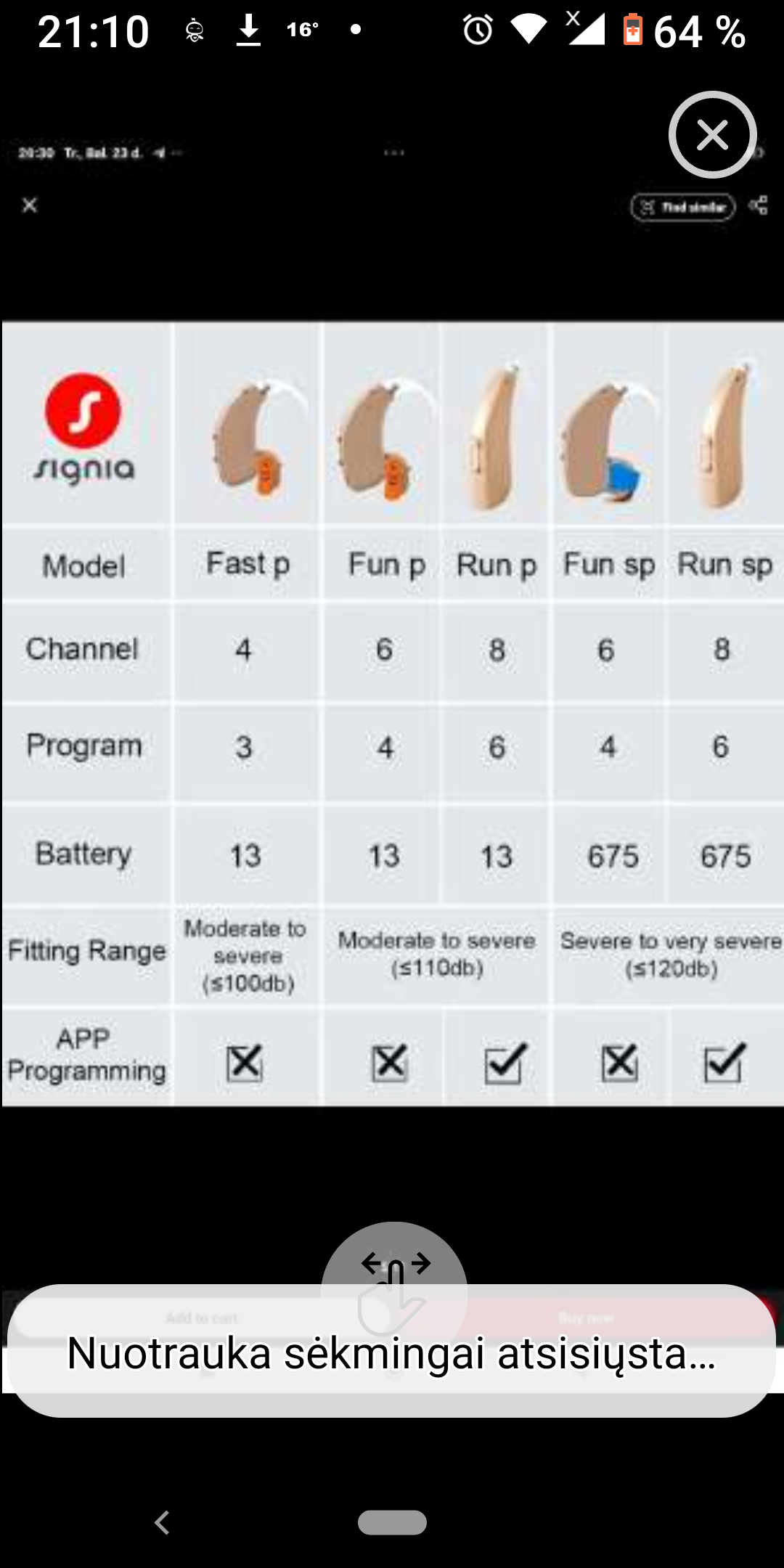 Naujoviškų klausos aparatų pora "Siemens"