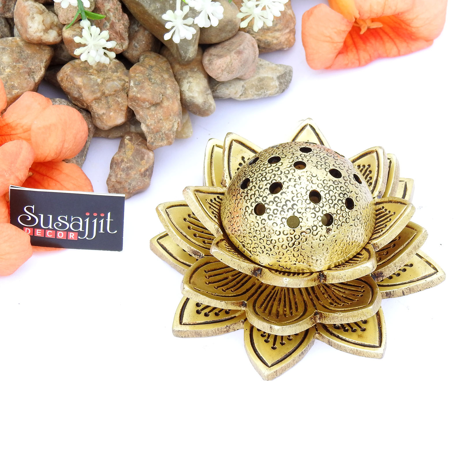 Brass Lotus Incense Holder