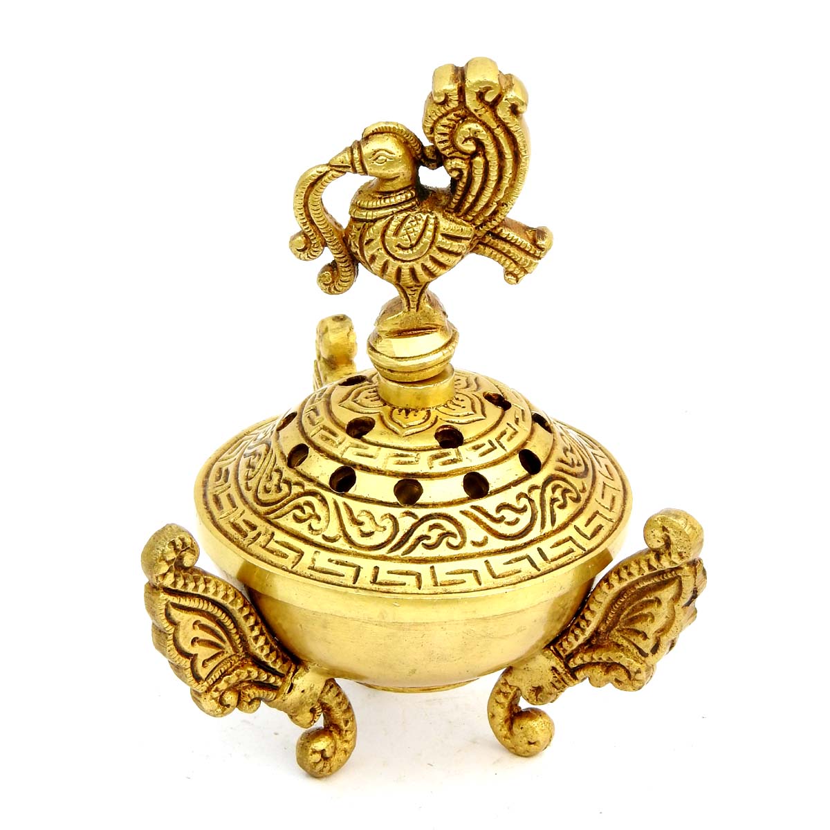 Beautiful Brass incense holder, elegantly designed dhoopdan with a charming bird for Home Temple