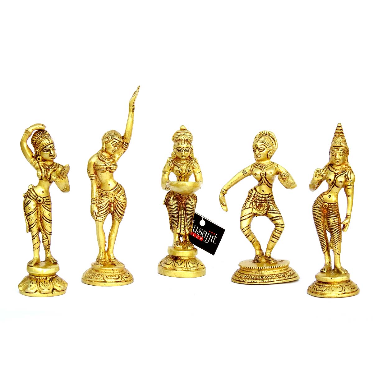 Golden Hindu Deity Statues Set