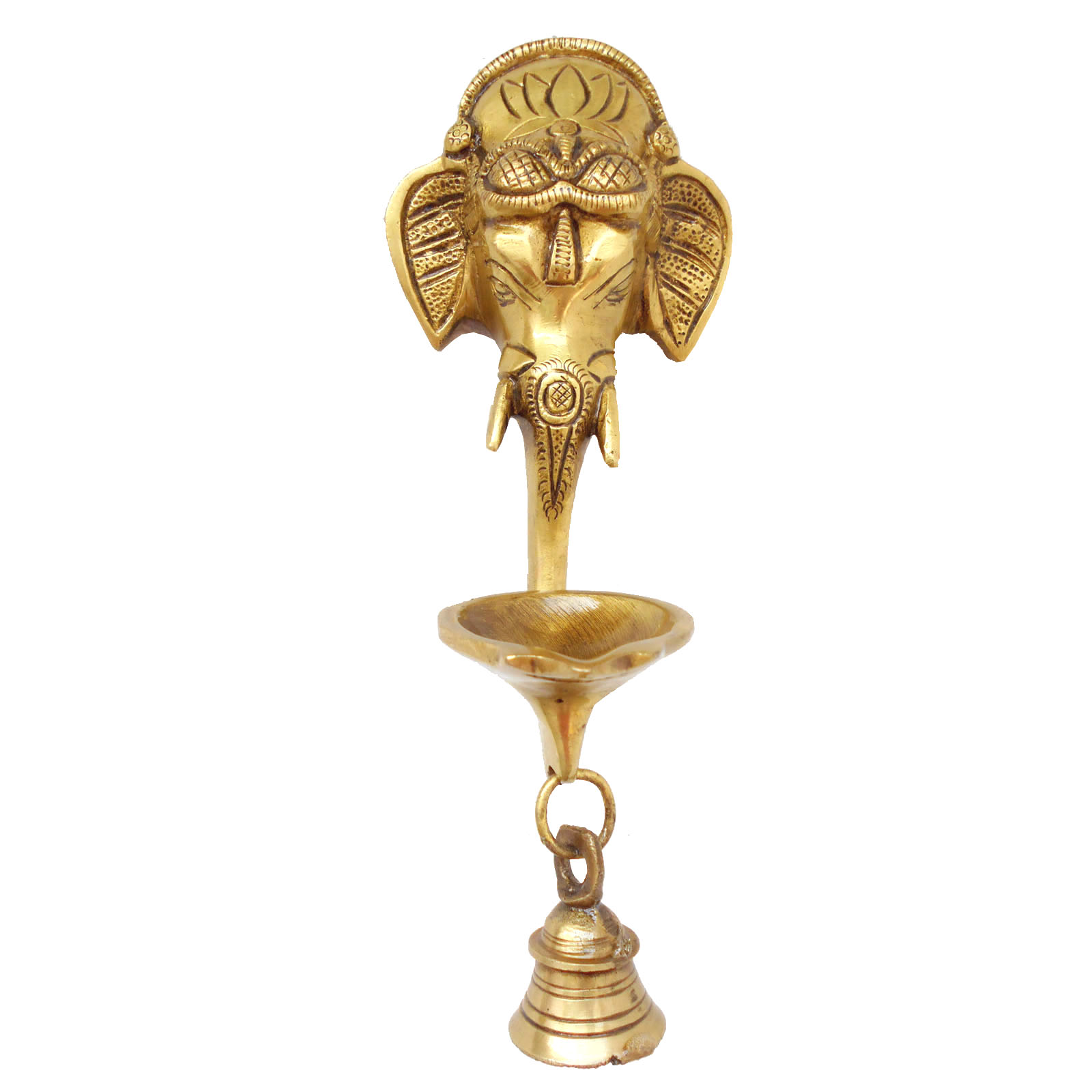 Ganesha Brass Oil Lamp with Bell