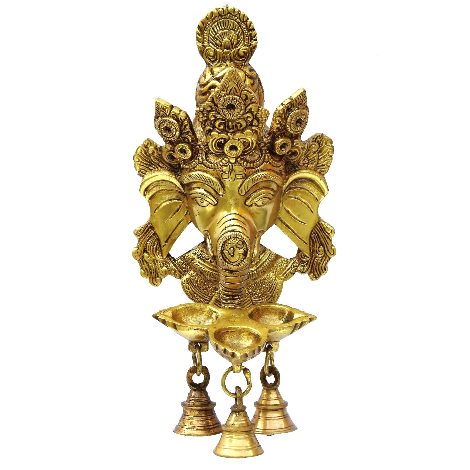 Brass Ganesha Wall Hanging with Bells