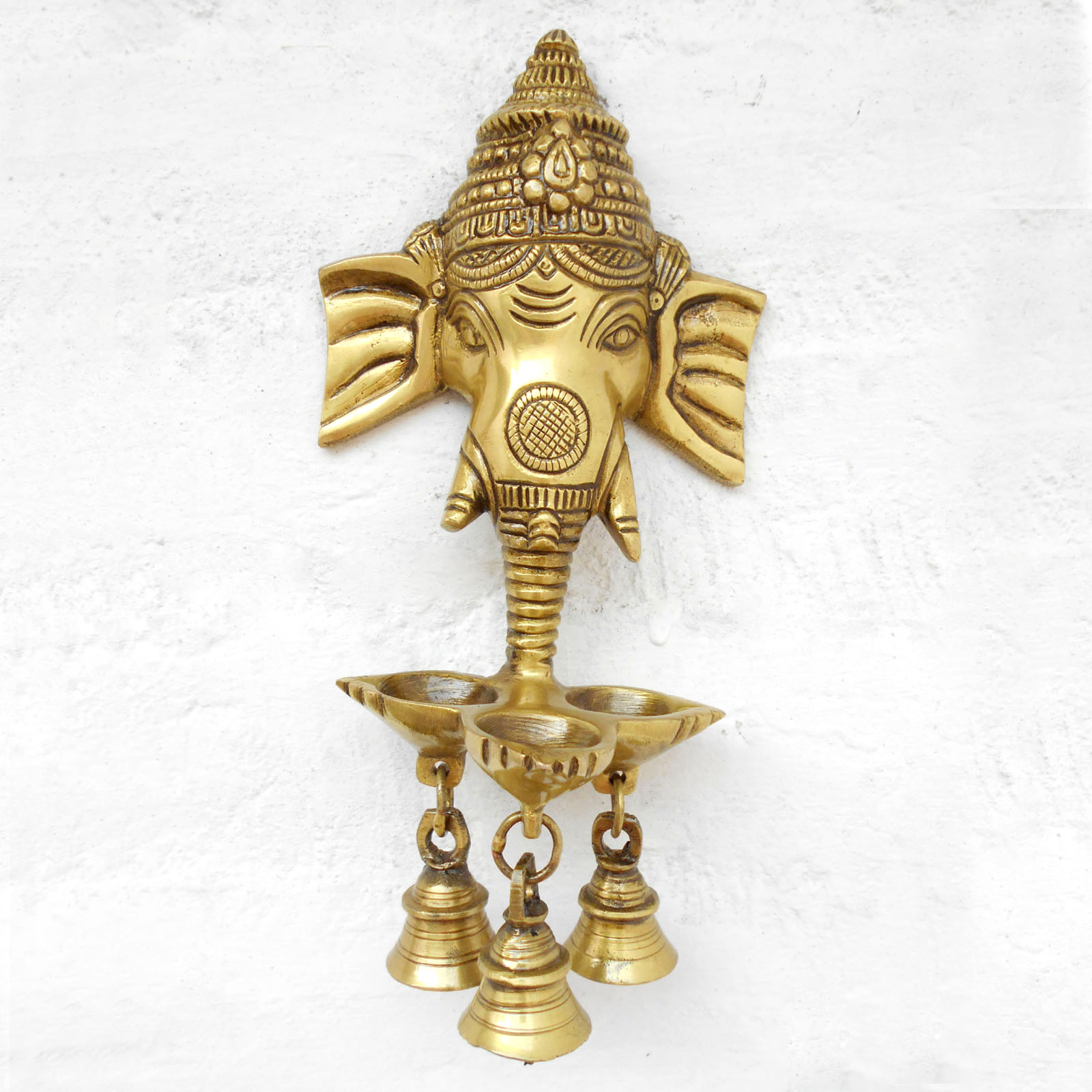 Brass Ganesha Wall Hanging with Bells