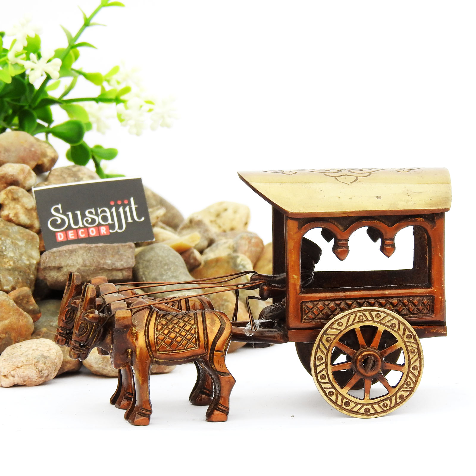 Wooden Bullock Cart Figurine