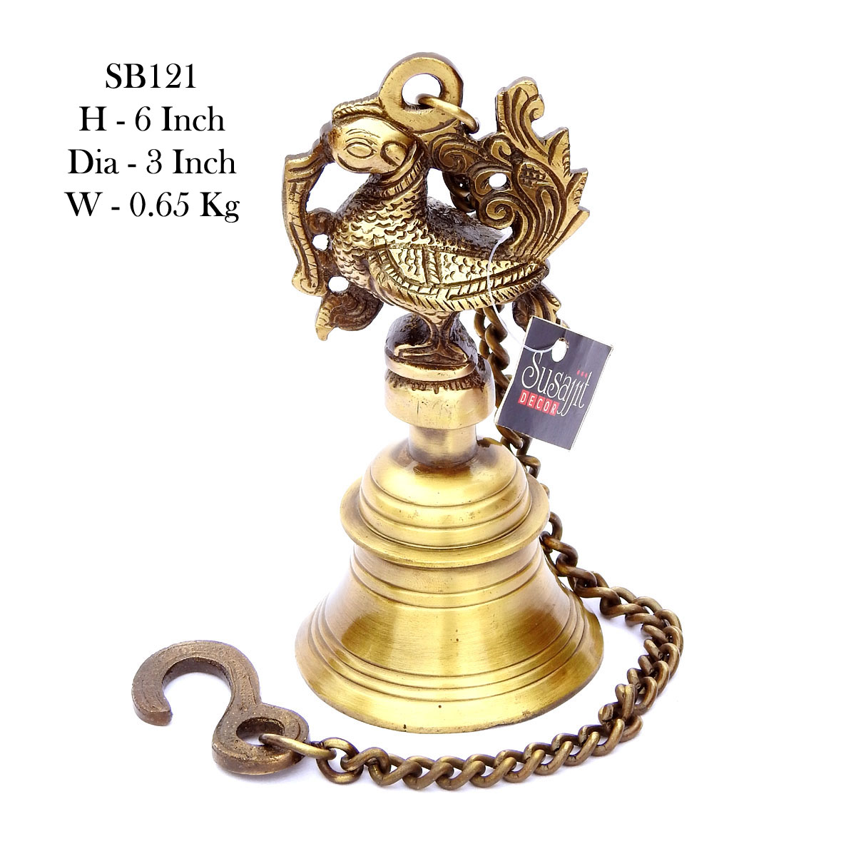Handcrafted Brass Decorative Traditional Antique finish Hanging Bird Bell for Home, Temple & Décor