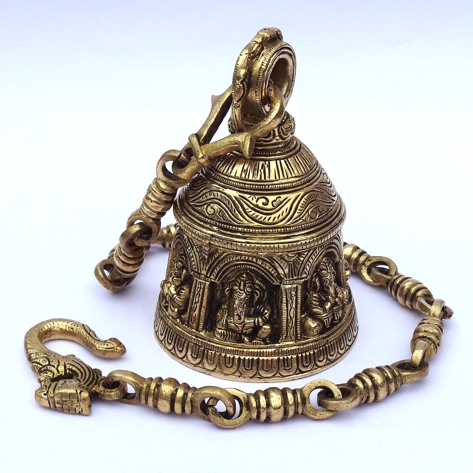 “Spiritual Brass Hanging Temple Bell (Ghanta) – Decorative Bell for Home & Temple”