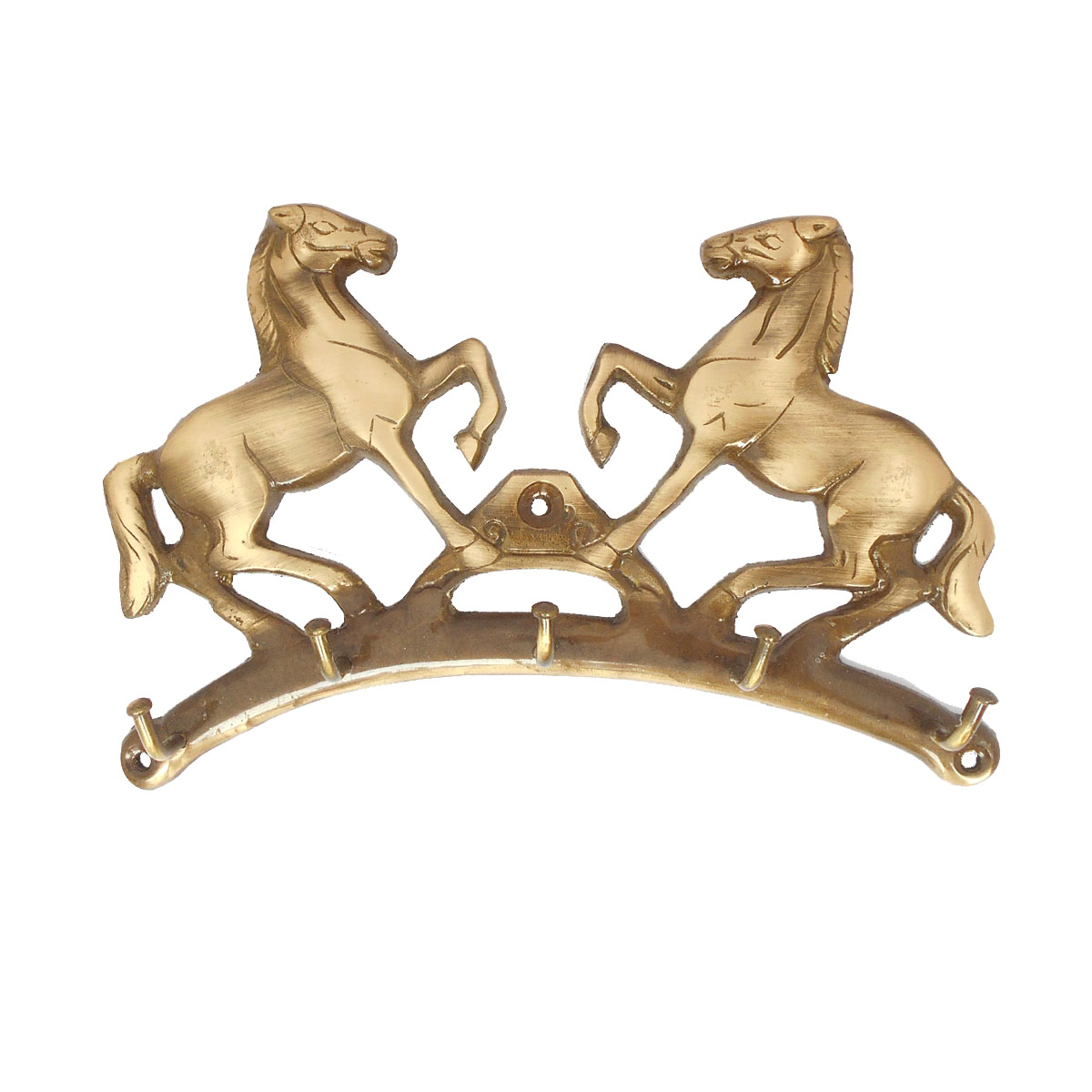 Vintage Brass Horse Hook Rack