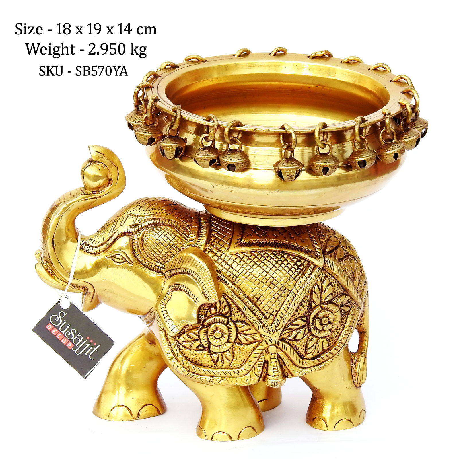 Brass Elephant with Bowl