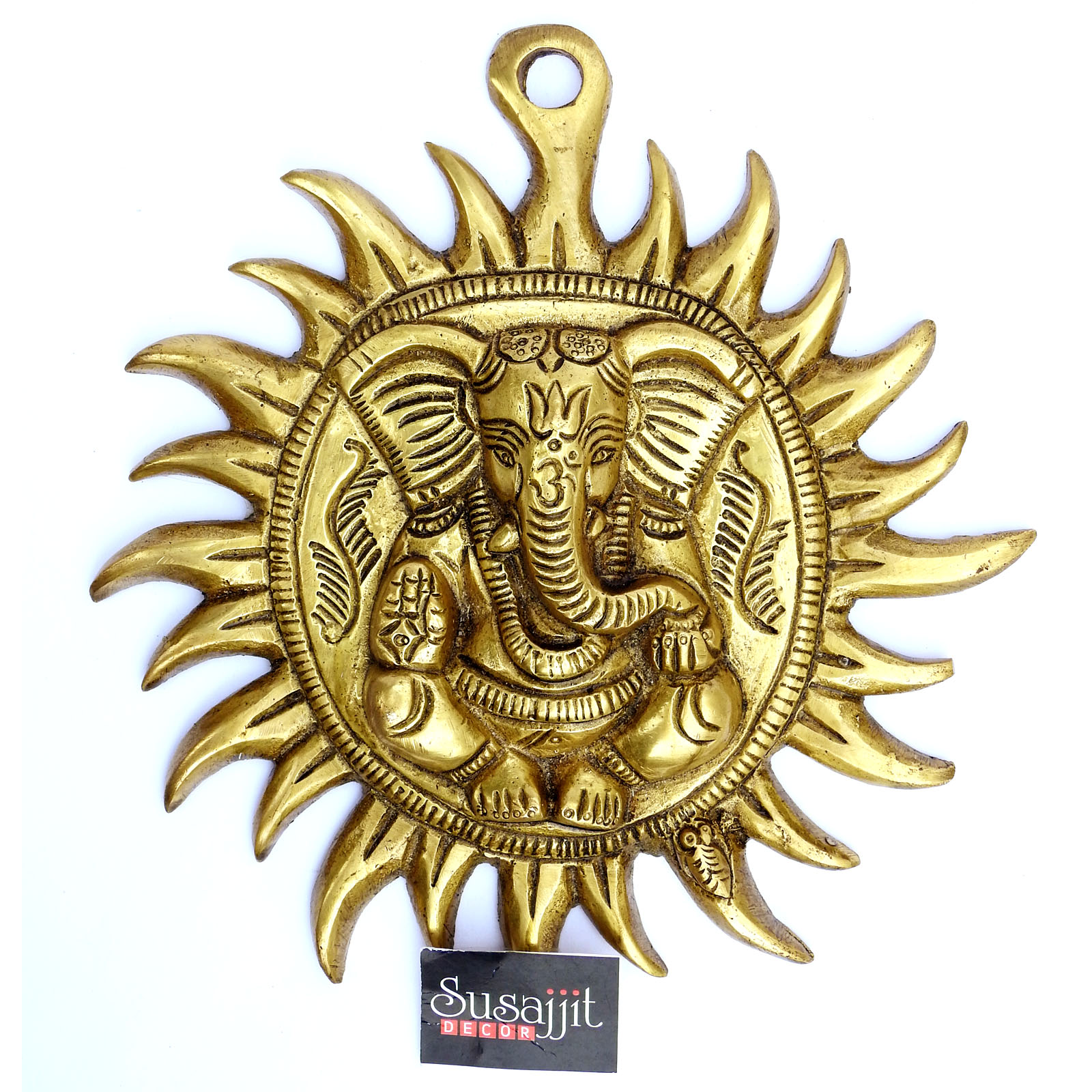 Brass Sun Face Ganesha Wall Hanging