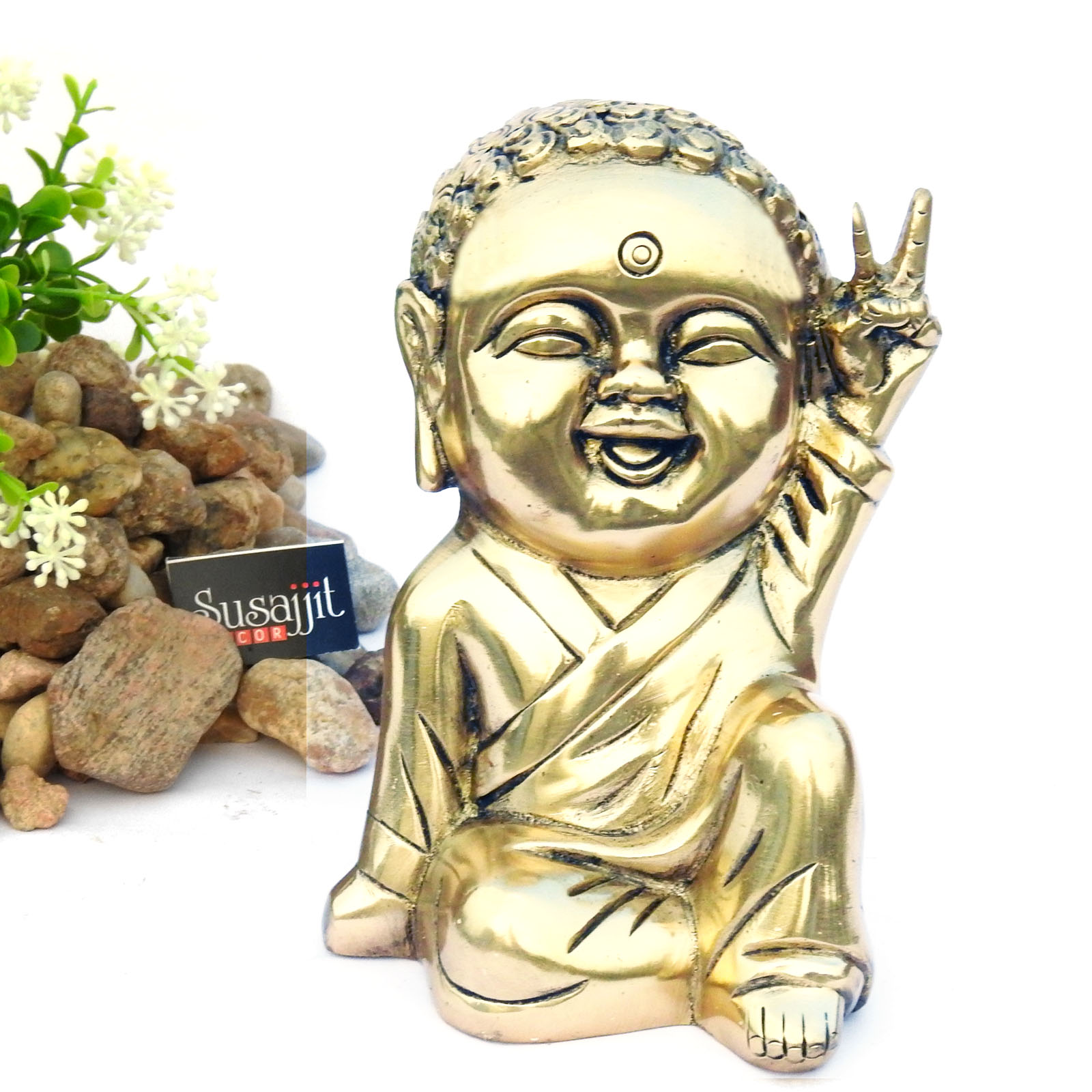 Golden Laughing Buddha Figurine