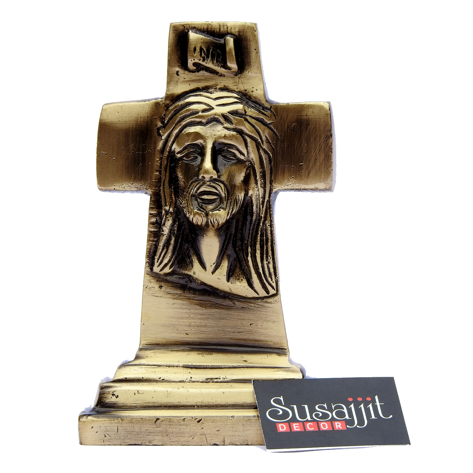 Decorative Brass Cross with Jesus Engraving