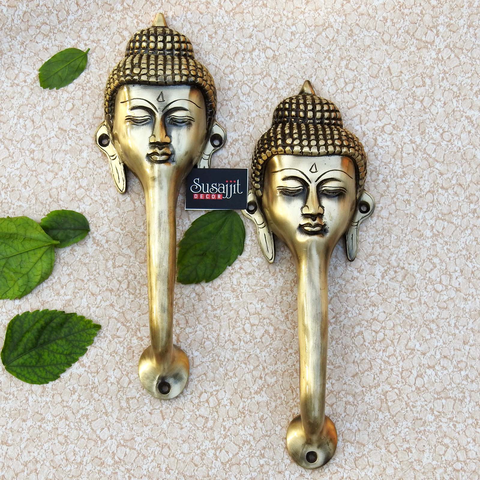 Brass Buddha Handle Set