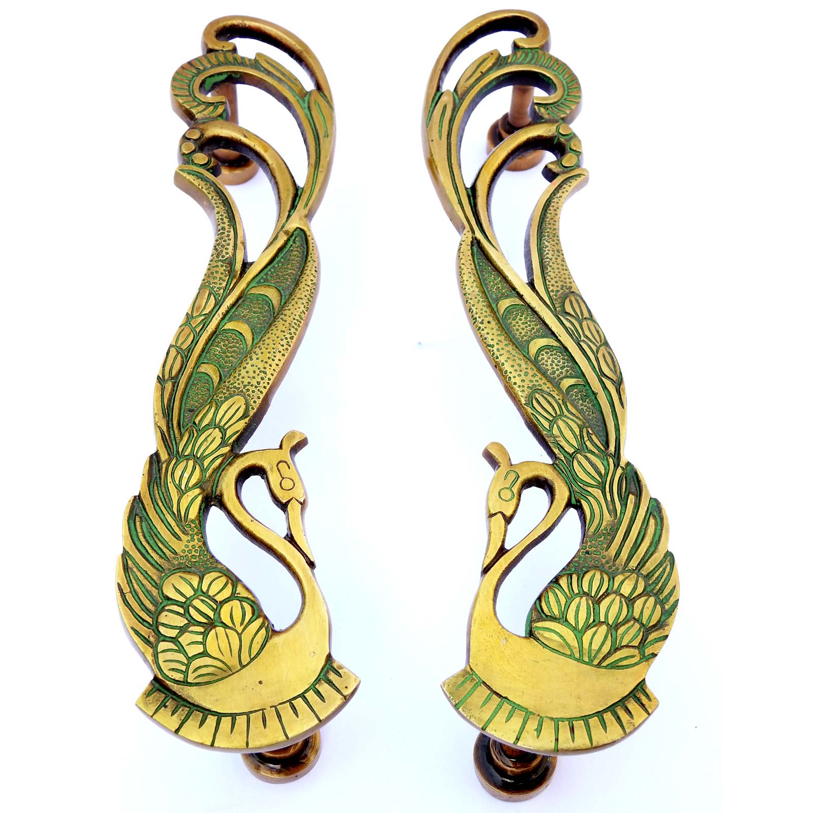 Decorative Brass Peacock Door Handles