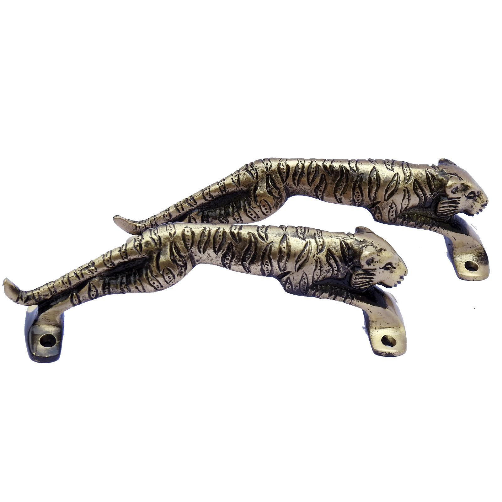Antique Tiger-Shaped Drawer Pulls