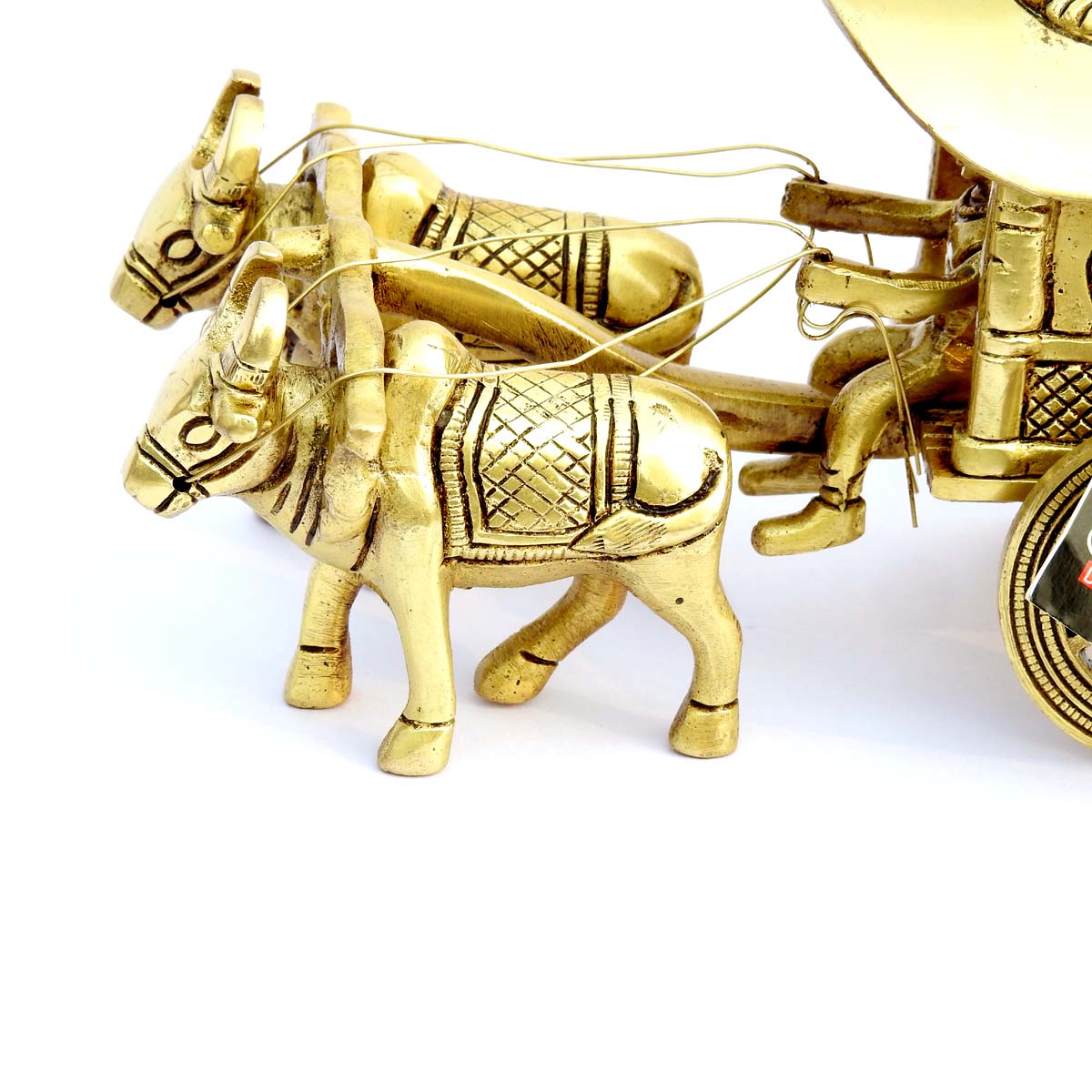 Beautiful Brass Bullock cart with krishna Decorative Showpiece for Home Décor