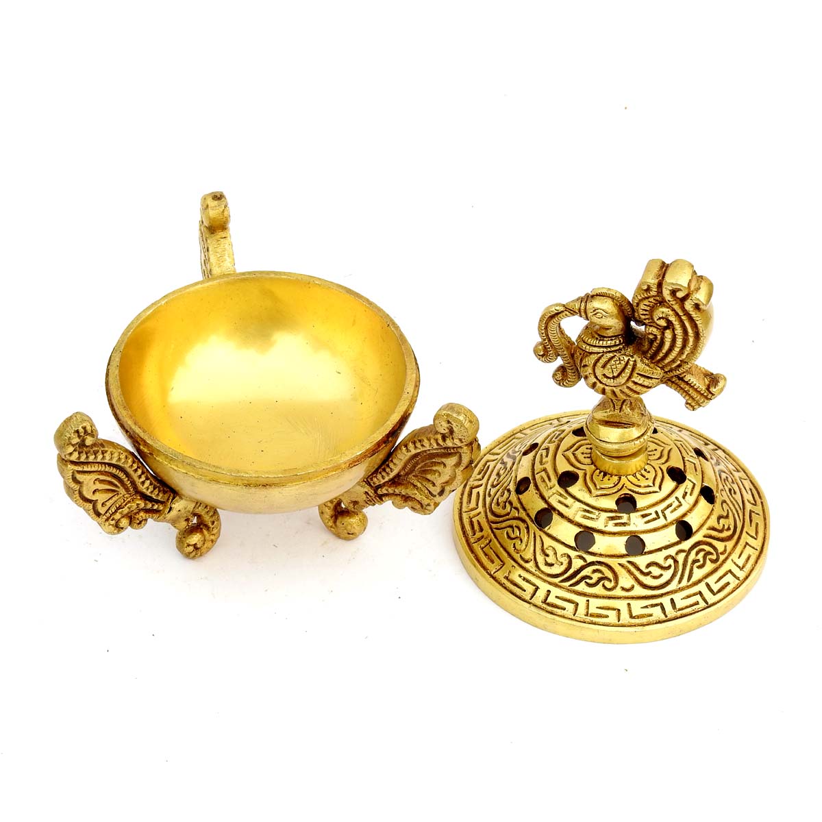 Beautiful Brass incense holder, elegantly designed dhoopdan with a charming bird for Home Temple