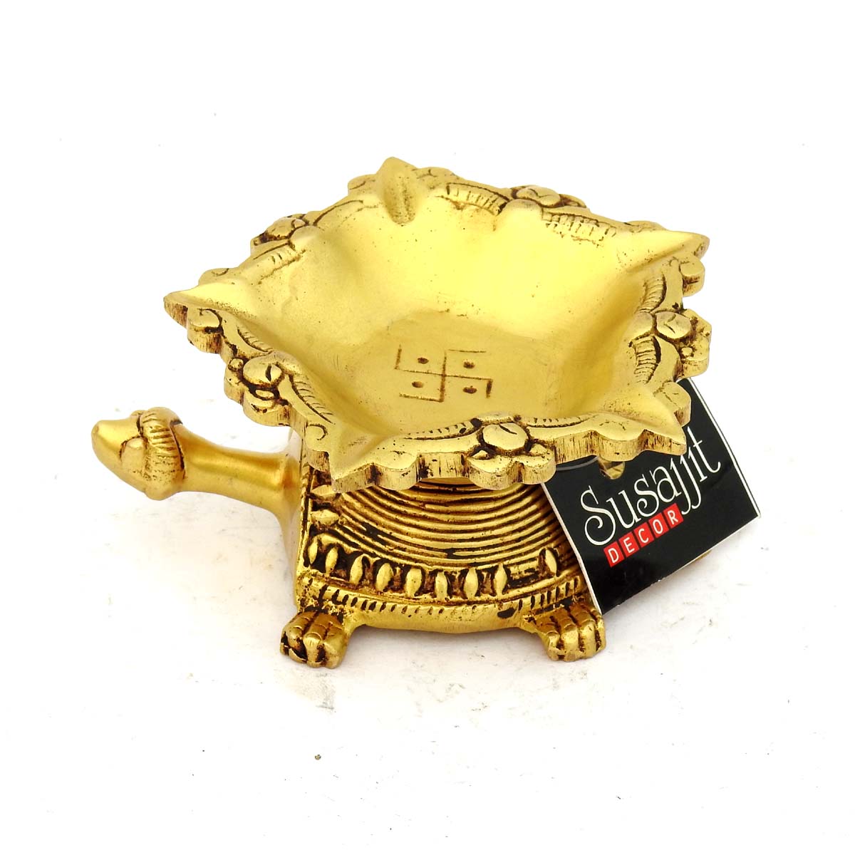 Exquisitely designed Brass Oil Lamp Tortoise 5 wick diya for Home & Gifting