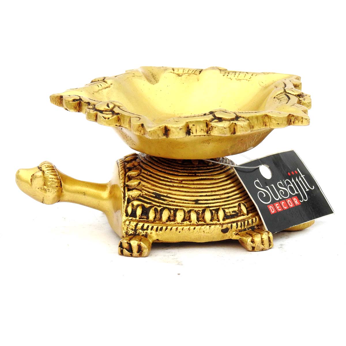 Exquisitely designed Brass Oil Lamp Tortoise 5 wick diya for Home & Gifting