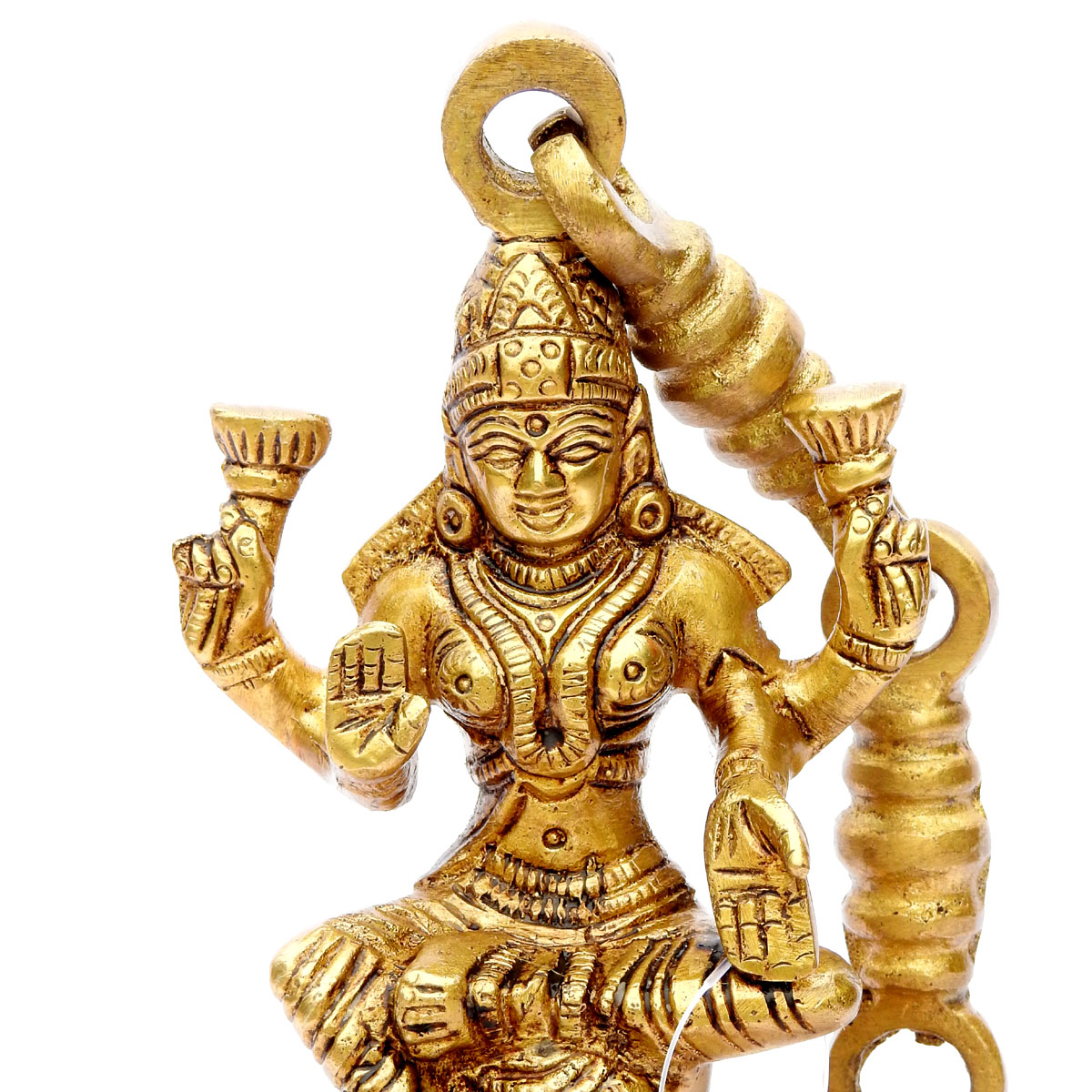 Brass Goddess Lakshmi Hanging Bell Spritual Decor Divine Showpiece for Temple Decor