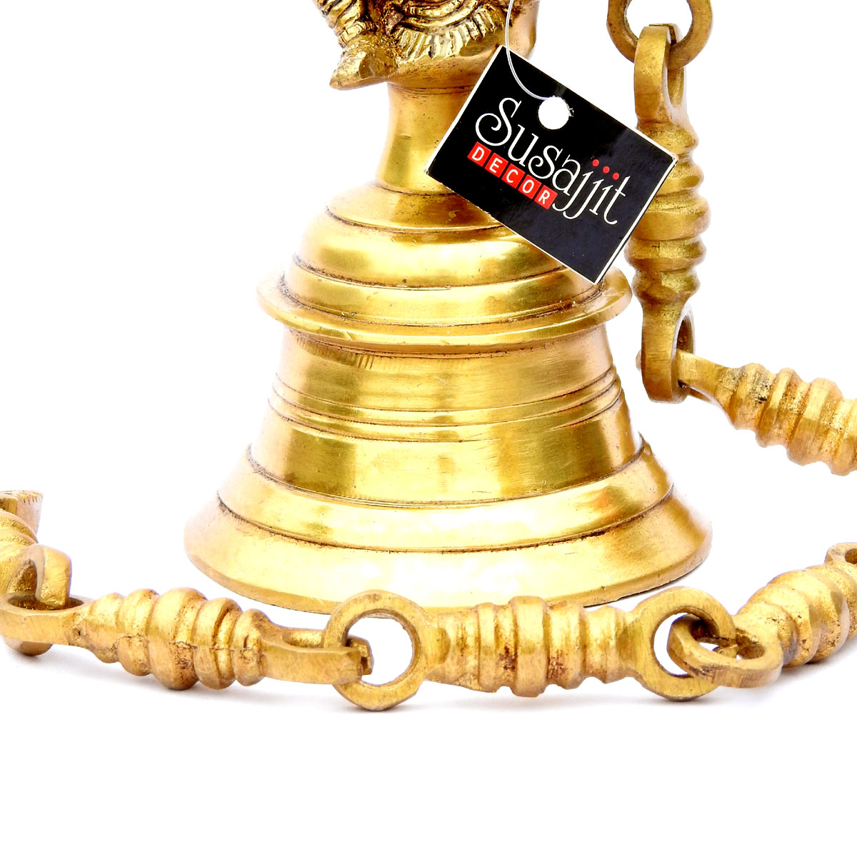 Brass Goddess Lakshmi Hanging Bell Spritual Decor Divine Showpiece for Temple Decor