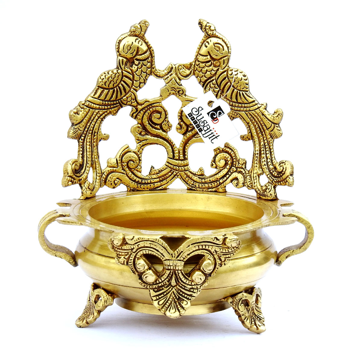 Artistic Brass Parrot Urli/Uruli Decorative Platter perfect centerpiece Decorative Showpiece