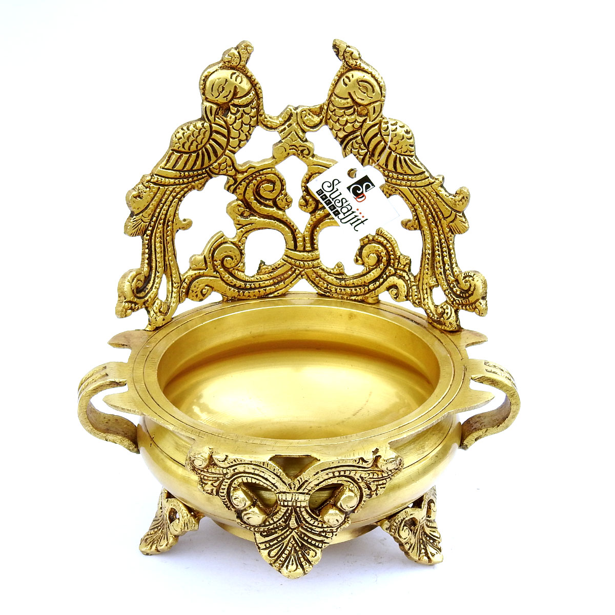 Artistic Brass Parrot Urli/Uruli Decorative Platter perfect centerpiece Decorative Showpiece