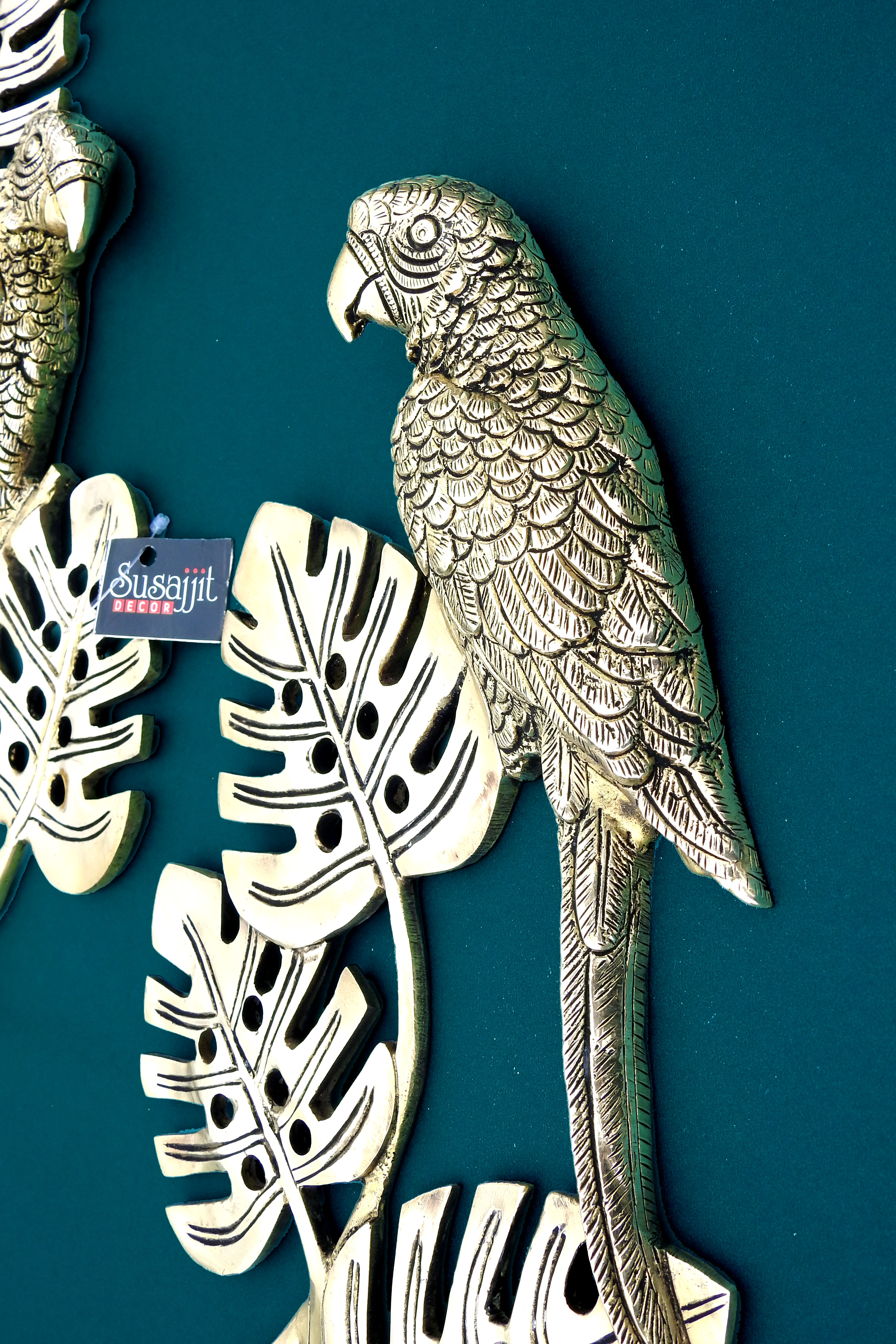 Stunning Brass Parrots wall hanging Elegant Decorative Showpiece wall decor for living room