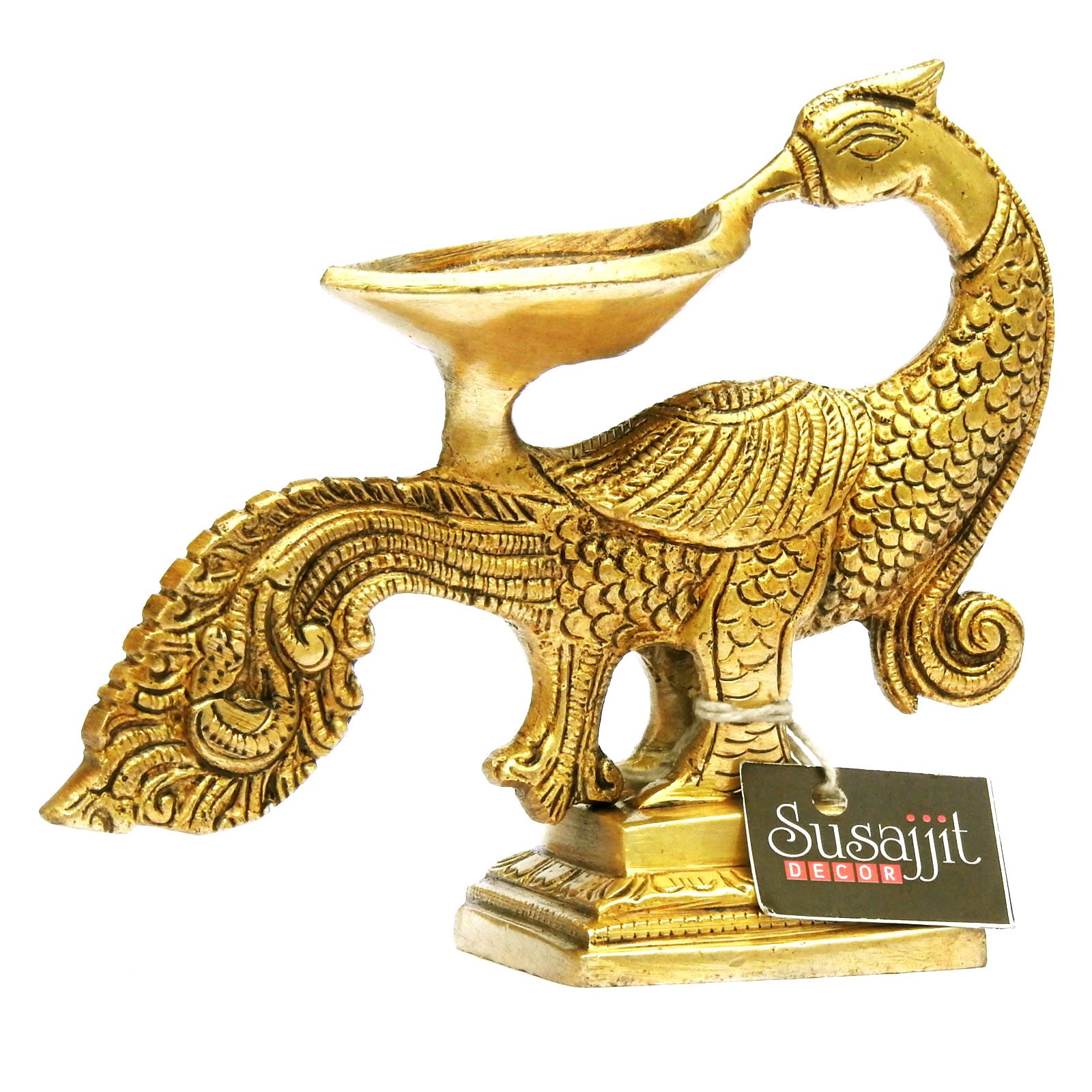 Brass Peacock Oil Lamp