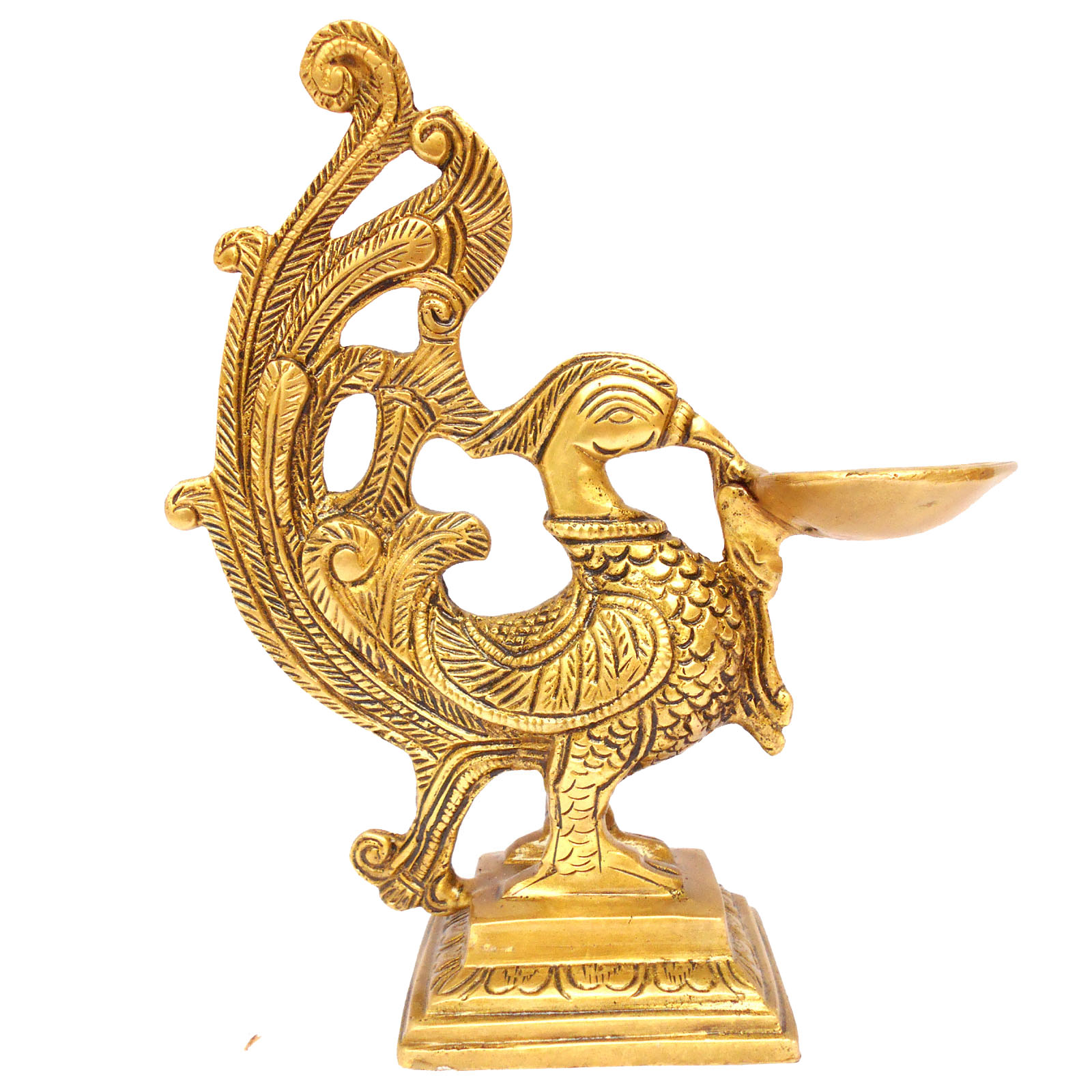 Brass Peacock Oil Lamp