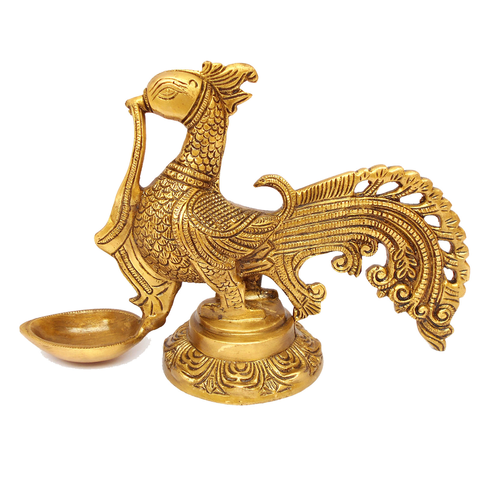 Brass Peacock Oil Lamp
